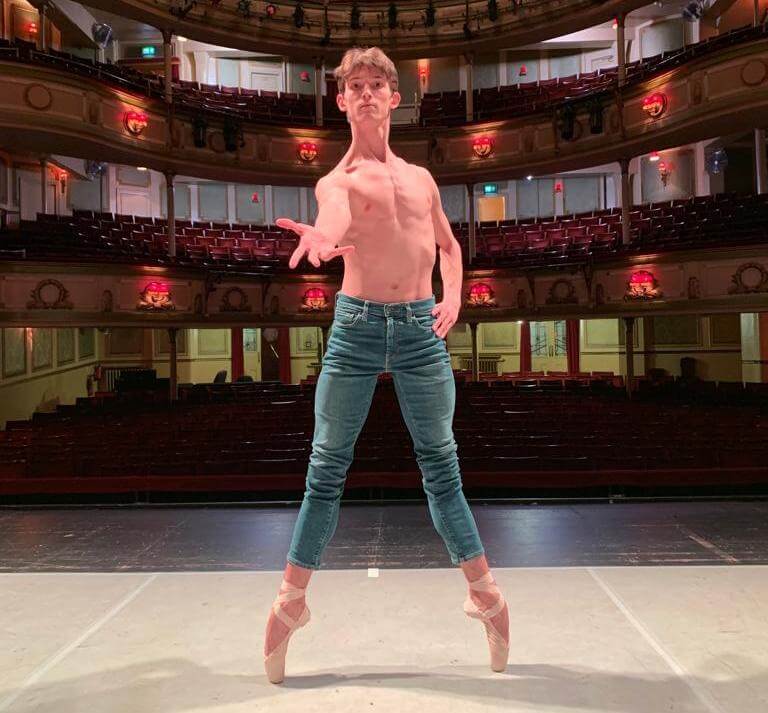 Yury Kudriavtsev wearing Siberian Swan pointe shoes